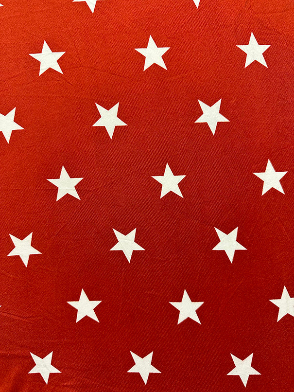 1 Yard Rusty Red Star Print Double Brushed Jersey Knit Fabric Soft Stretchy Lightweight 58 Inches Width