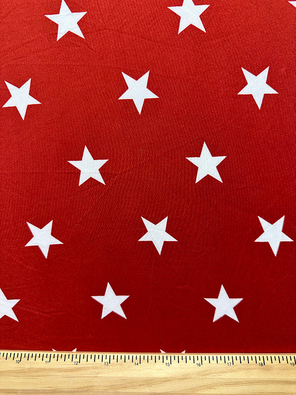 1 Yard Rusty Red Star Print Double Brushed Jersey Knit Fabric Soft Stretchy Lightweight 58 Inches Width