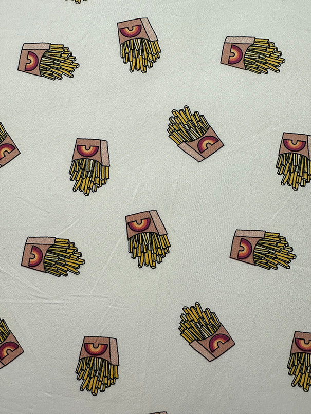 1 Yard Rainbow Fries Print Double Brushed Jersey Knit Fabric Width Soft Stretch 58 Inches