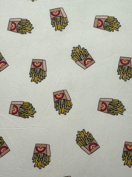 1 Yard Rainbow Fries Print Double Brushed Jersey Knit Fabric Width Soft Stretch 58 Inches
