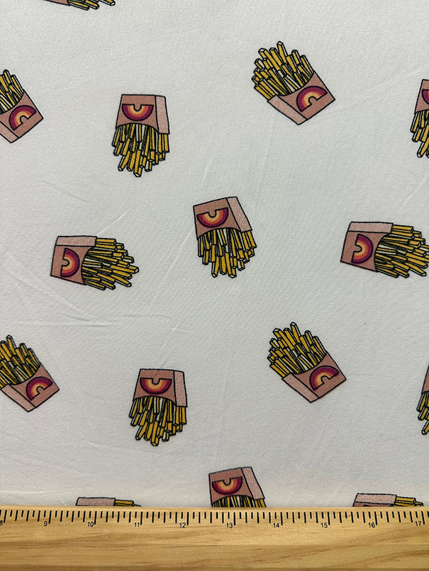 1 Yard Rainbow Fries Print Double Brushed Jersey Knit Fabric Width Soft Stretch 58 Inches