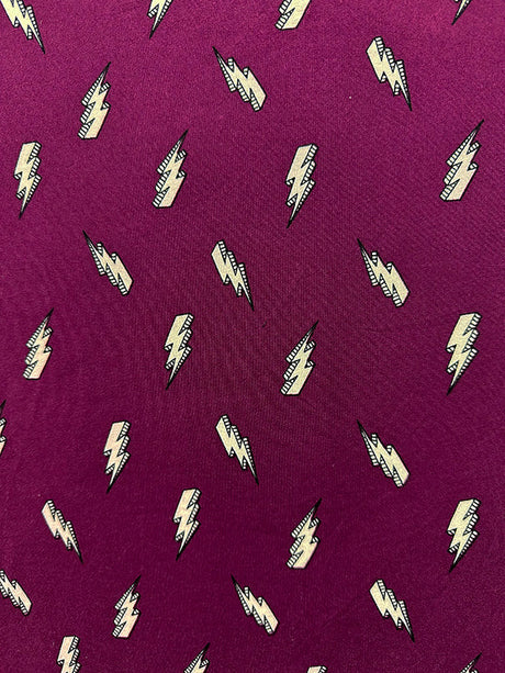 1 Yard Magenta Lightning Bolt Double Brushed Jersey Knit Fabric with Soft Stretch 58 Inches Width