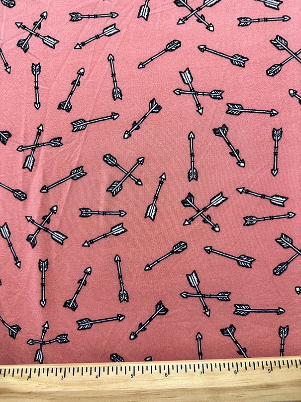 1 Yard Peach Base Arrow Pattern Double Brushed Jersey Knit Fabric Stretch 58 Inches Wide