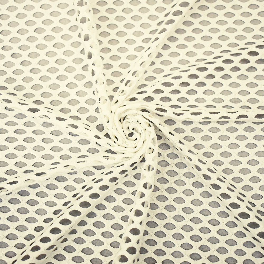 1 Yard Ivory Polyester Stretch Spandex Mesh Activewear Knit Fabric 52 Inches Wide