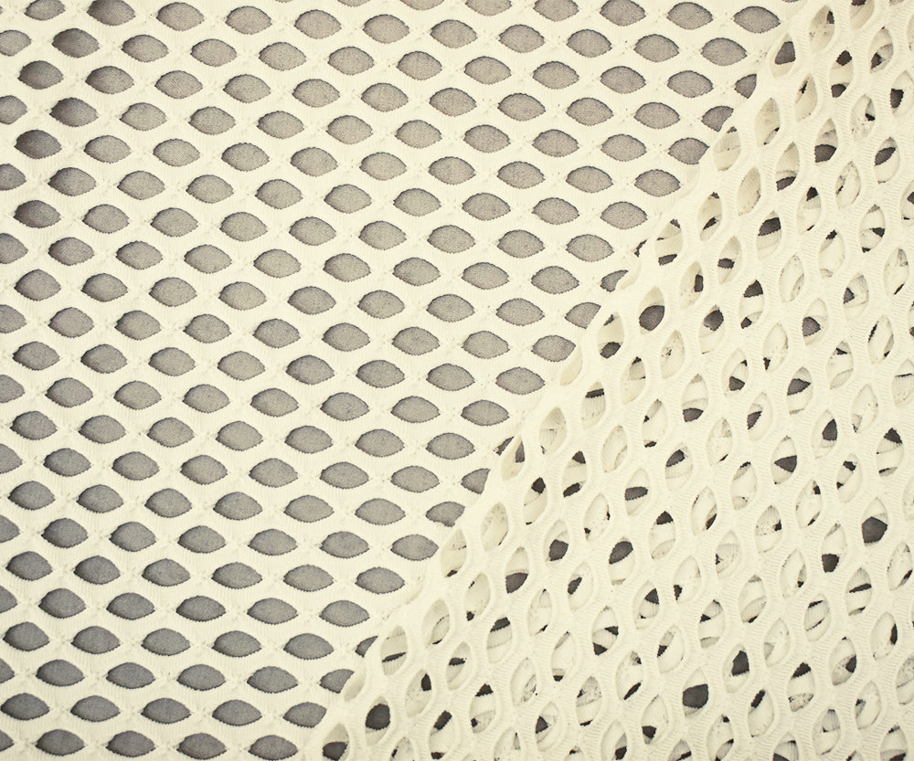 1 Yard Ivory Polyester Stretch Spandex Mesh Activewear Knit Fabric 52 Inches Wide