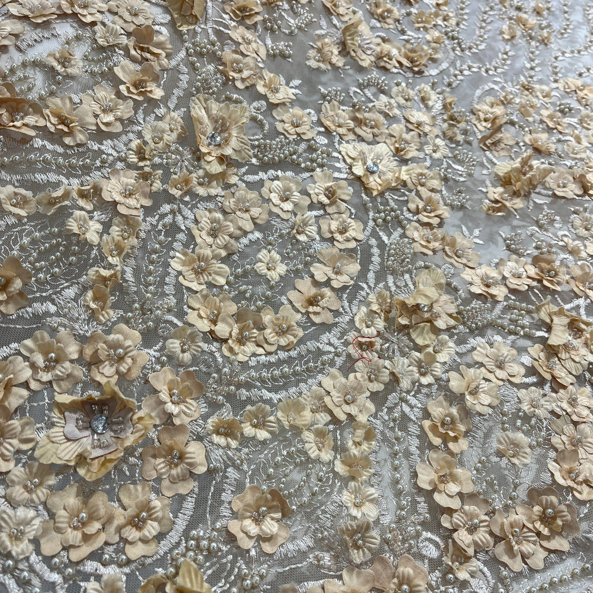 Beaded 3D Floral Lace Mesh