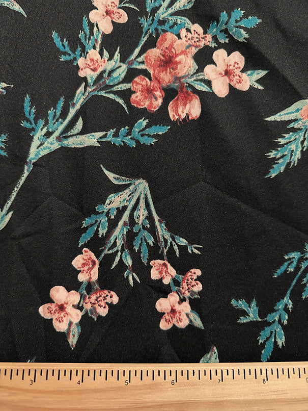 1 Yard Deep Navy Floral Scuba Knit Stretchy, Sleek, and Perfect for Contemporary Looks, 60 Inches Wide