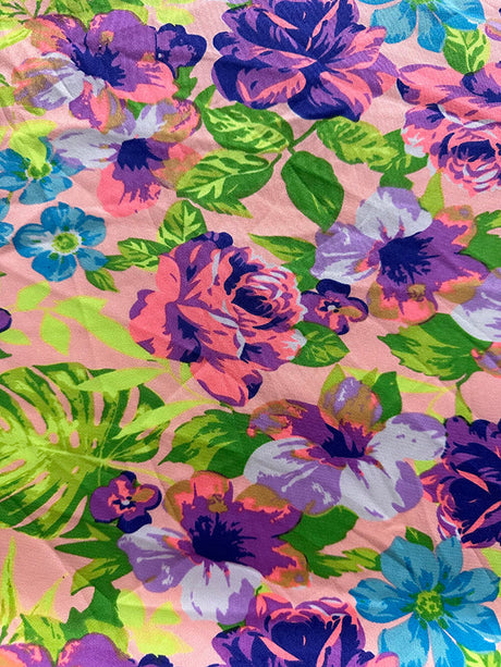 1 Yard Delicate Light Pink Floral Smooth Stretch Fabric Perfect for Feminine, Tailored Creations, 60 Inches Wide