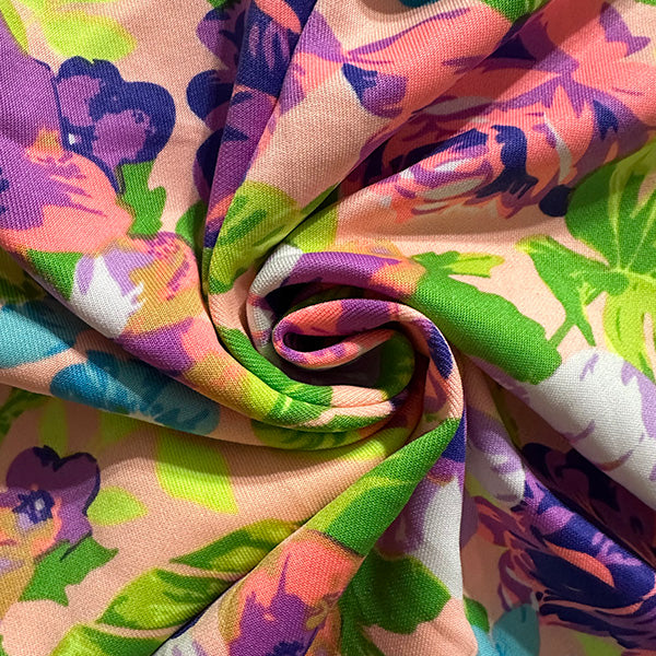 1 Yard Delicate Light Pink Floral Smooth Stretch Fabric Perfect for Feminine, Tailored Creations, 60 Inches Wide