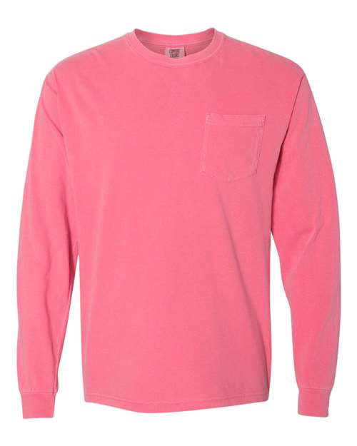 Comfort Colors® Garment-Dyed Heavyweight Crewneck Long Sleeve Pocket T-Shirt