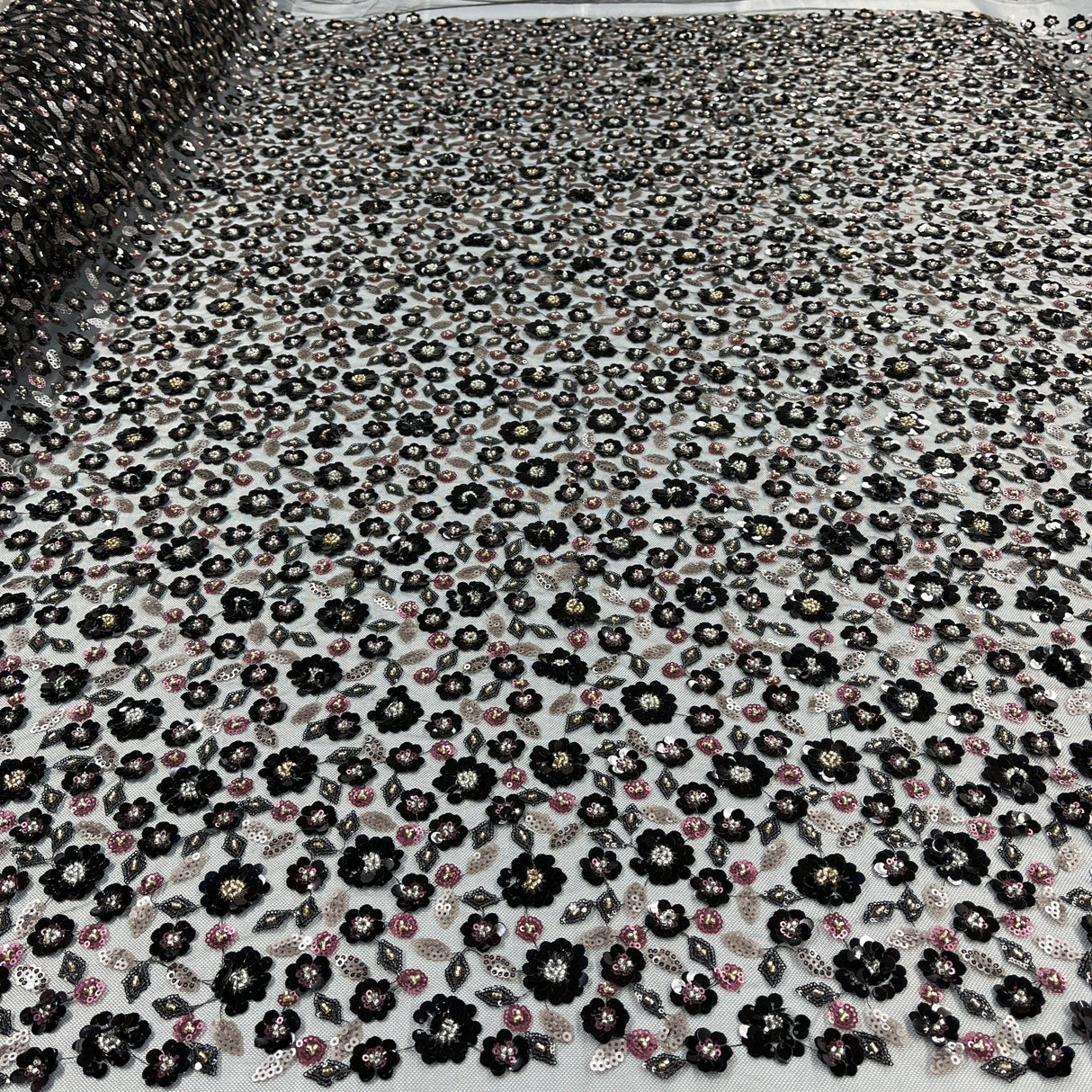 Beaded Sequined Lace Fabric