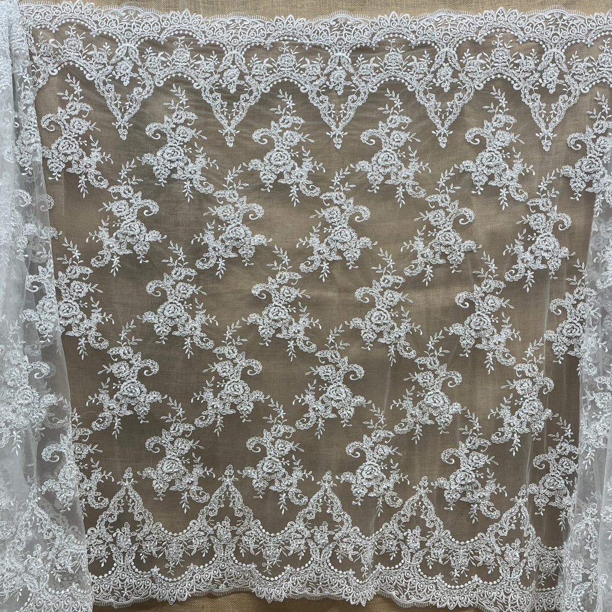 Beaded Corded Bridal Lace