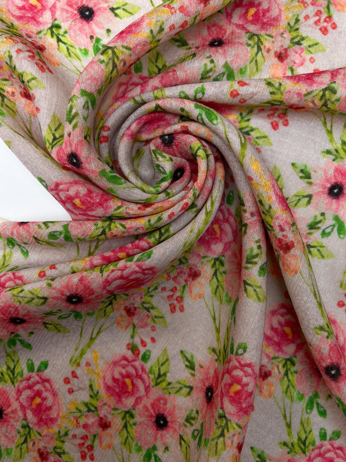 Printed Floral Wool Fabric