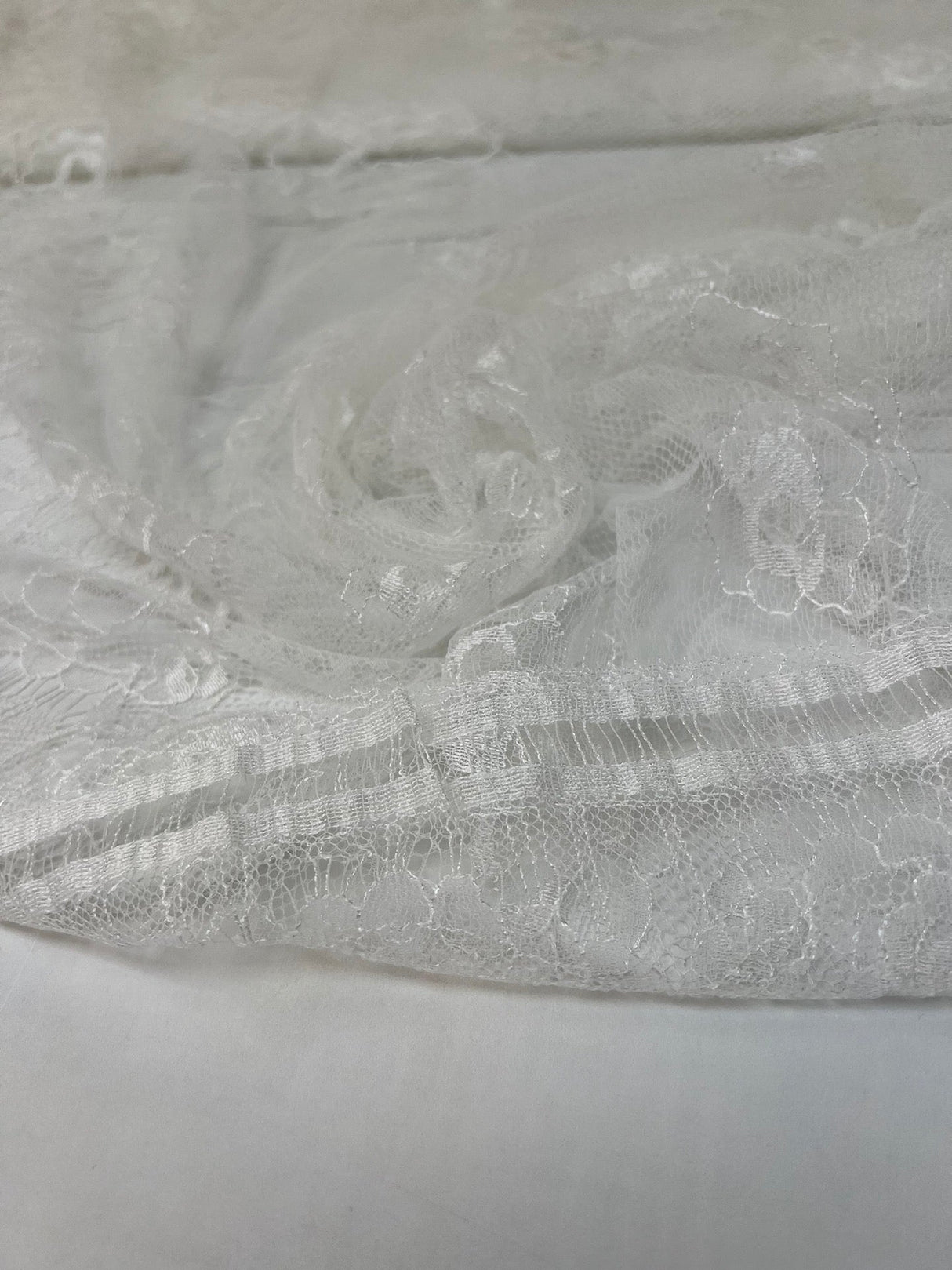 Viscose Cotton Lace Floral White