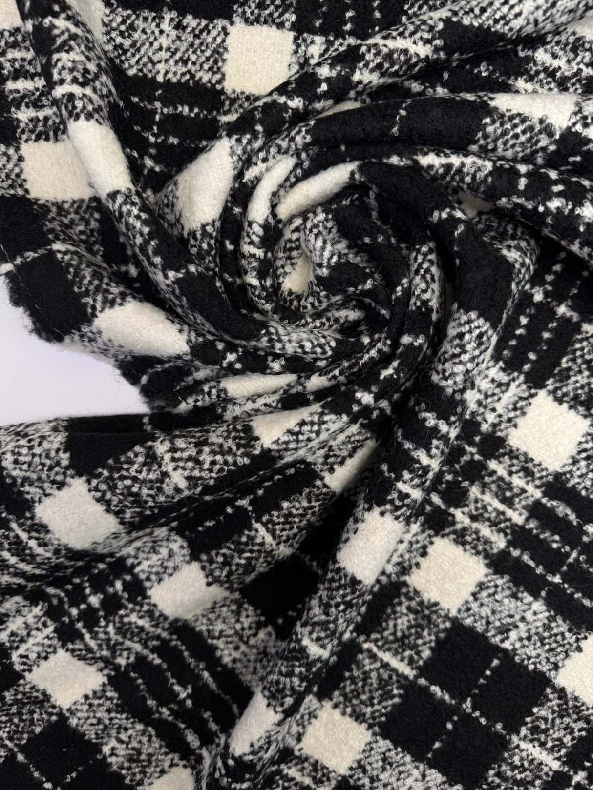 Wool Blend Tweed Bouclé Black White