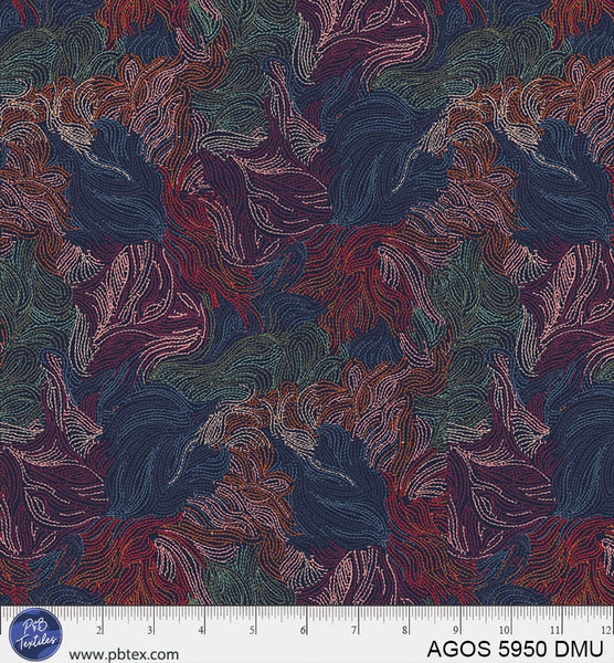 Cotton Fabric A Garden Of Stitches Dark Multi Color Florals 44/45