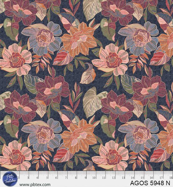 Cotton Print Navy Blue Florals 44/45 Fabric