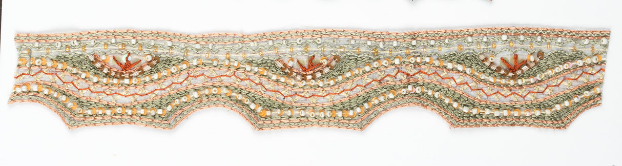 Beaded Trim Wavy Mint Green 1.50"