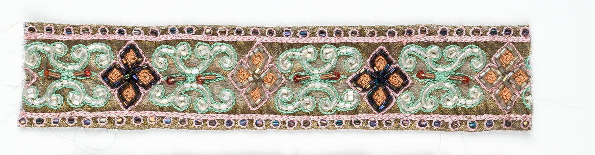 Floral Handcrafted Trim Straw Beaded Petals