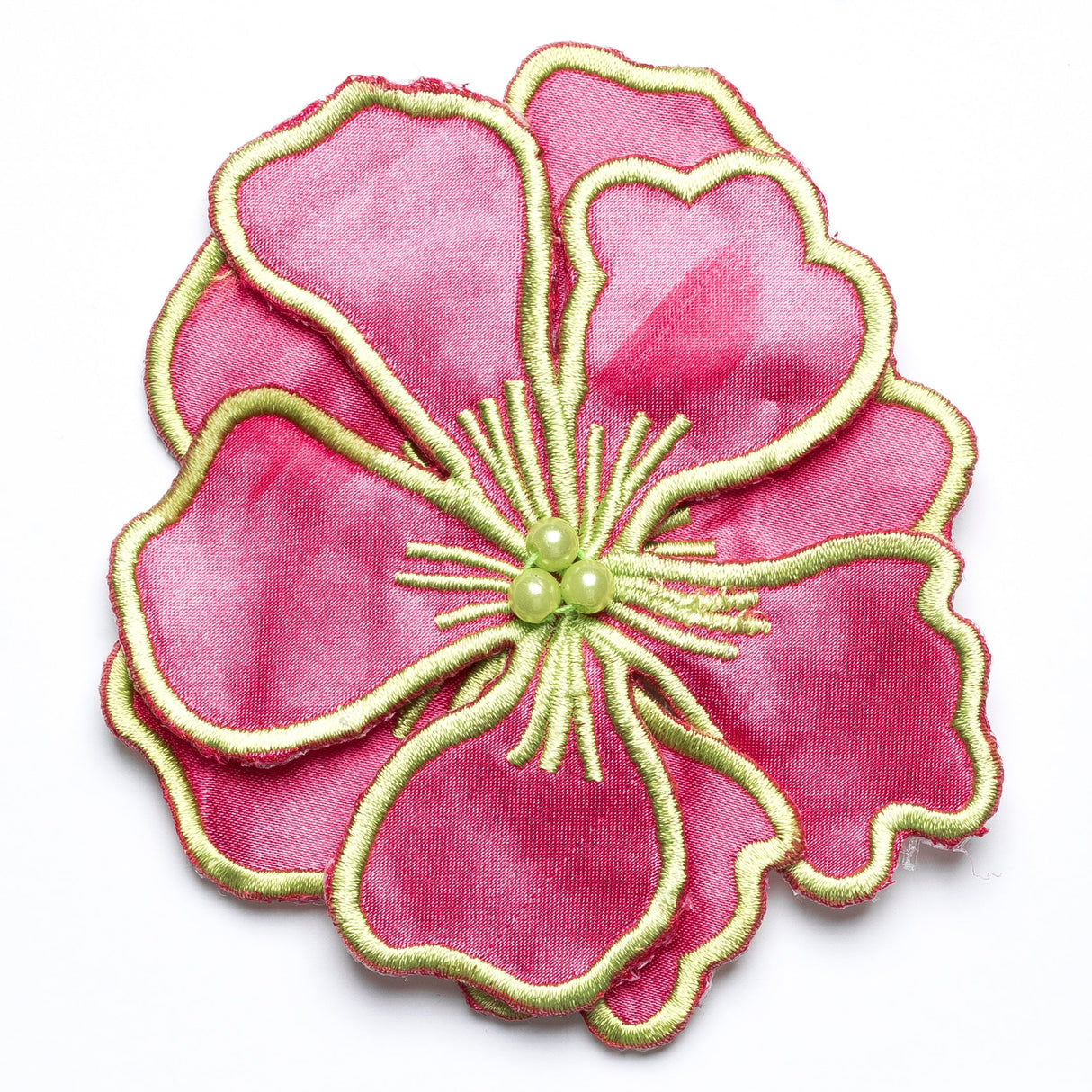 Embroidered Flower Applique Satin 4 x 4