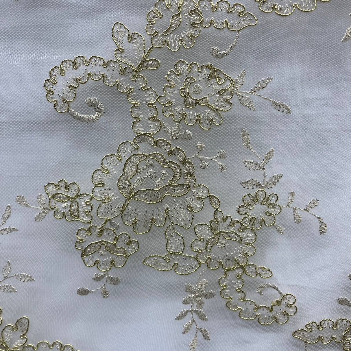 Embroidered Bridal Lace Ivory Silver