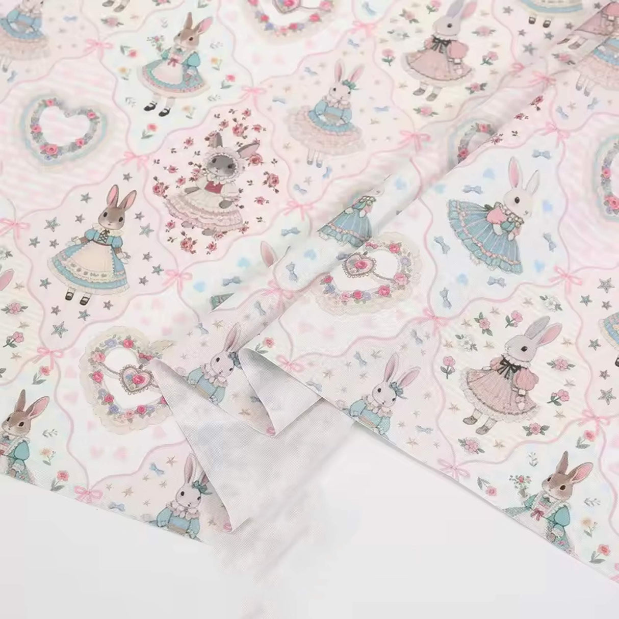 Cute Little Rabbit Print Canvas Fabric – DIY Material