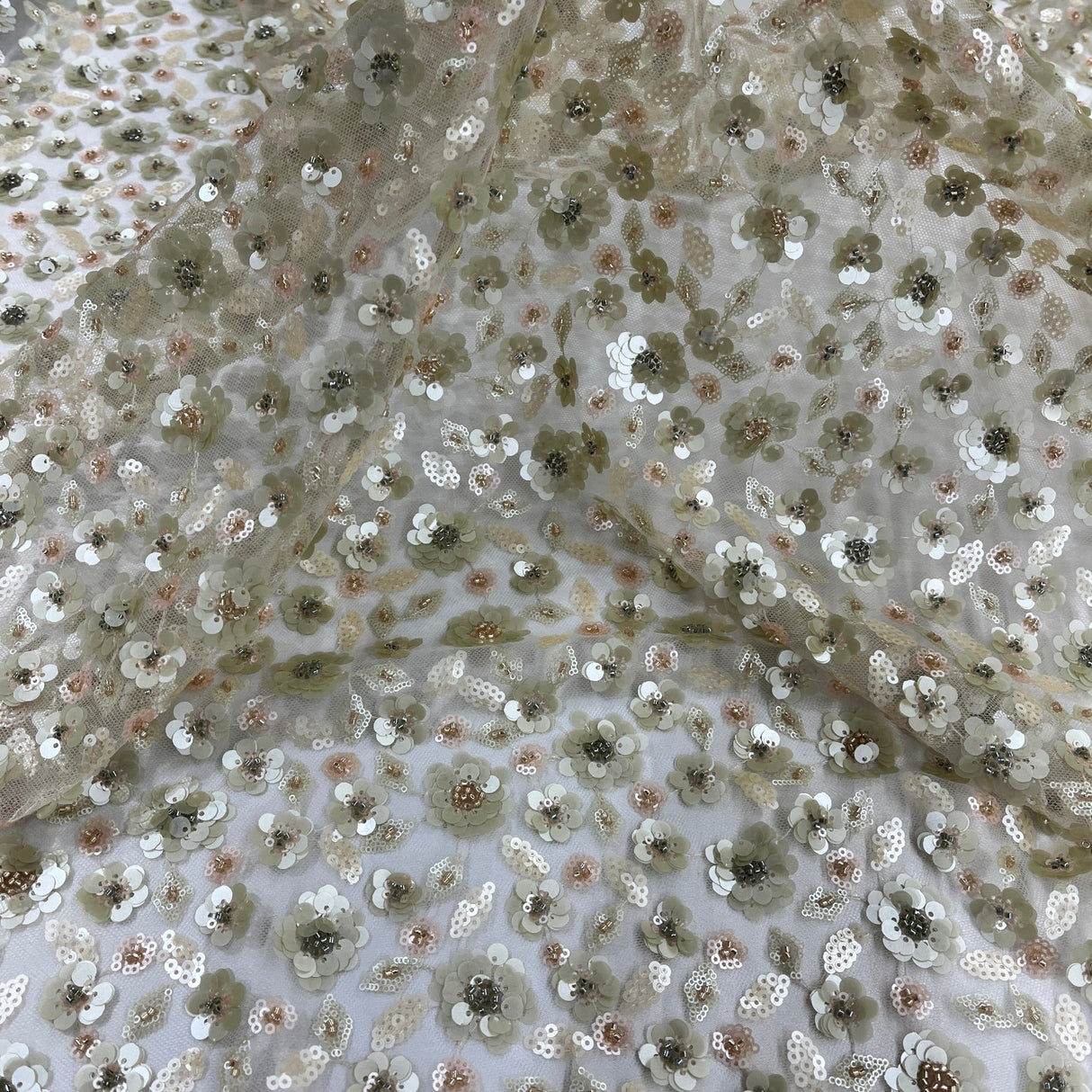 Beaded Sequined Lace Fabric
