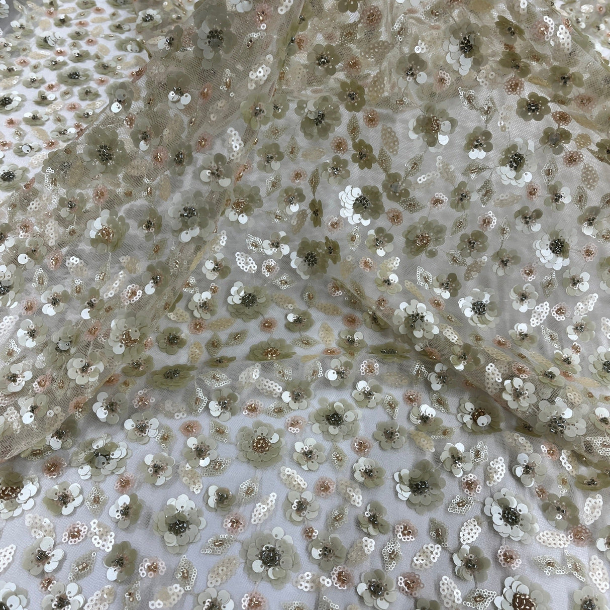 Beaded Sequined Lace Fabric 54" Wide