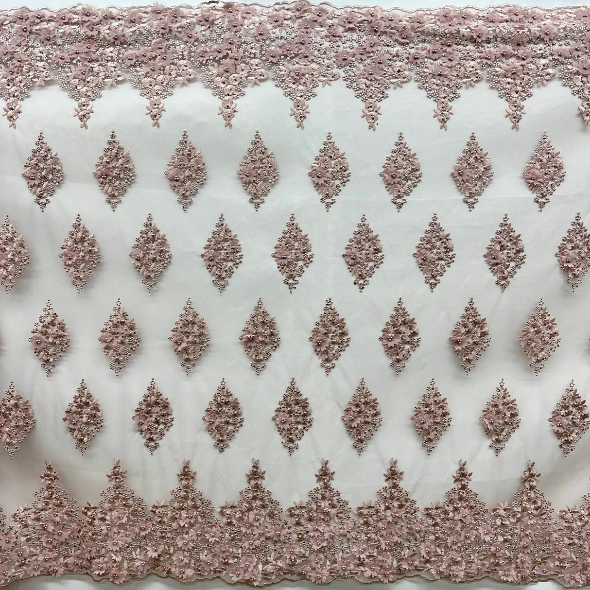 Beaded 3D Floral Lace Fabric 52" Wide