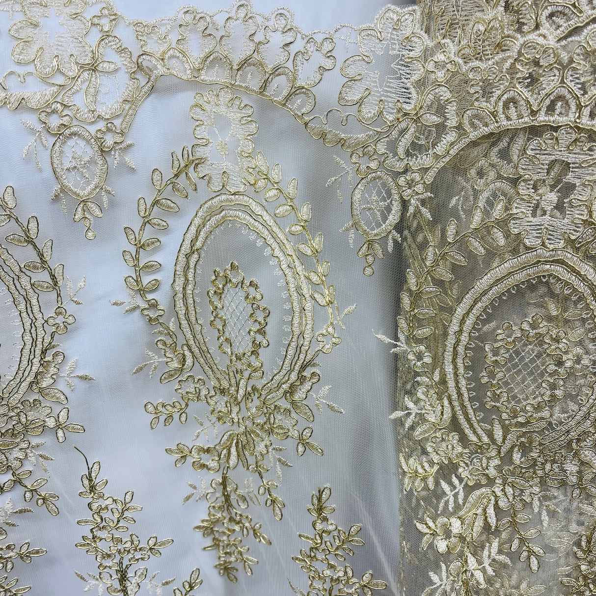 Corded Bridal Lace Fabric 100% Polyester Net Mesh 48" Wide