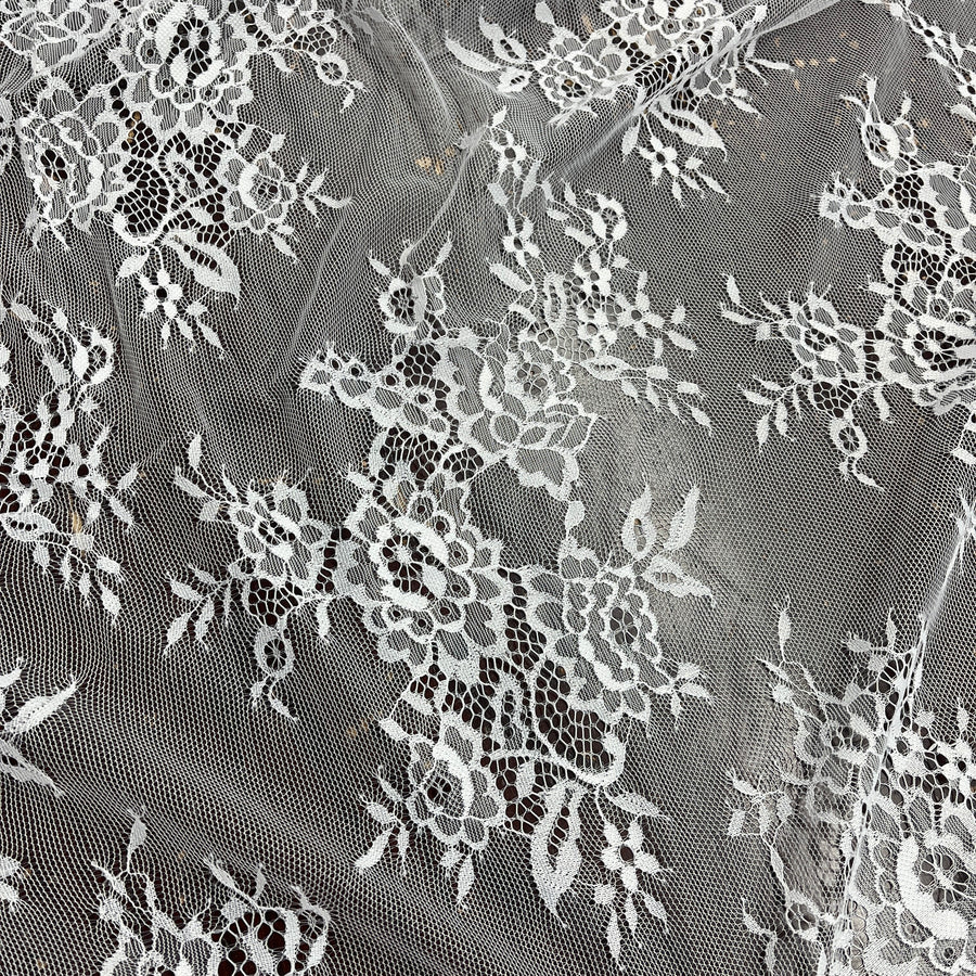 3 Yards Chantilly Embroidered Lace Fabric with Eyelash Scallop