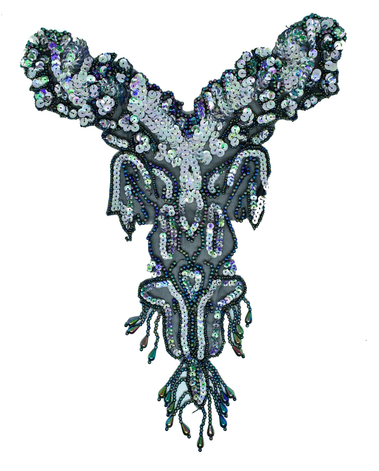 Beaded Sequins Applique 12x12 Dangling