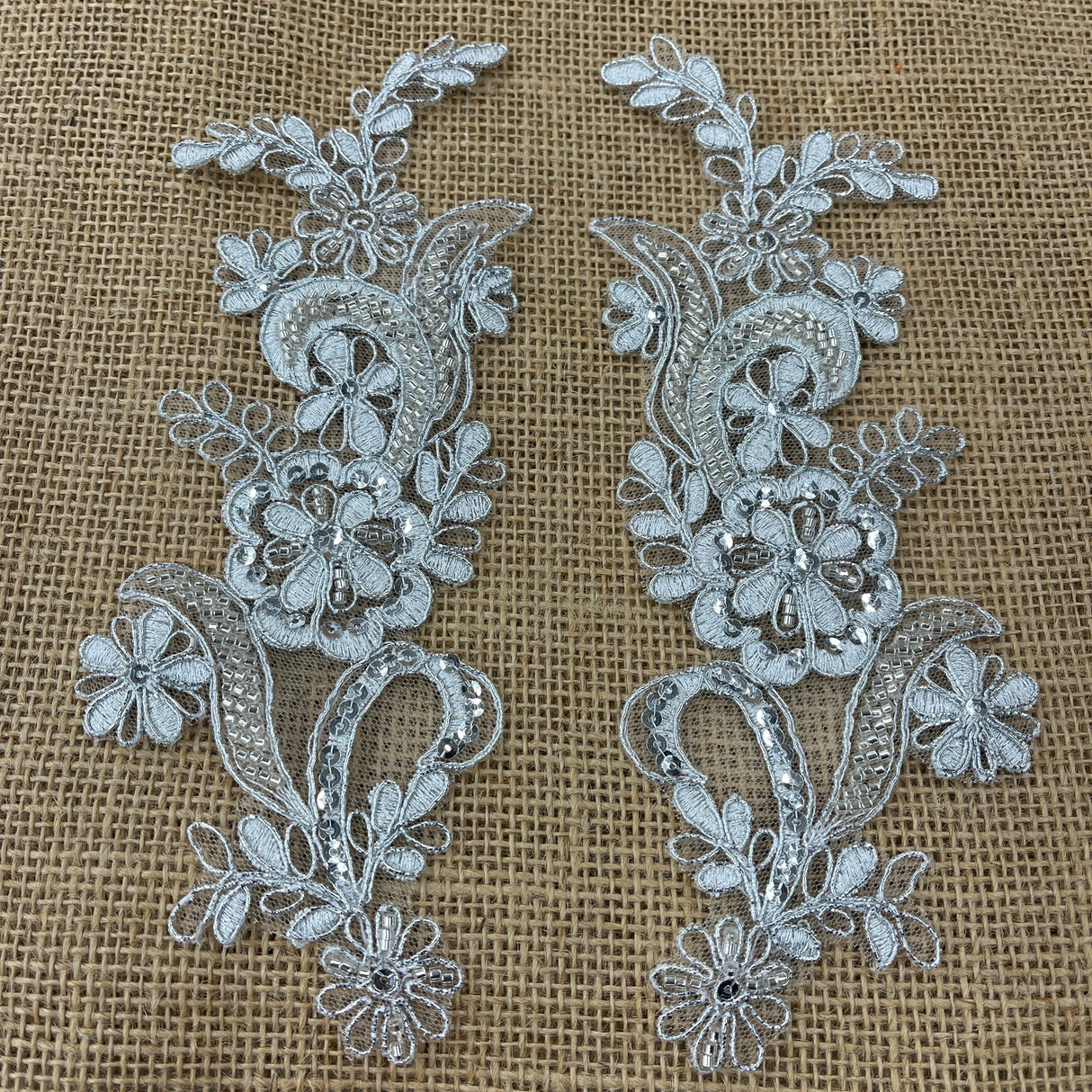 Beaded Corded Floral Lace Applique