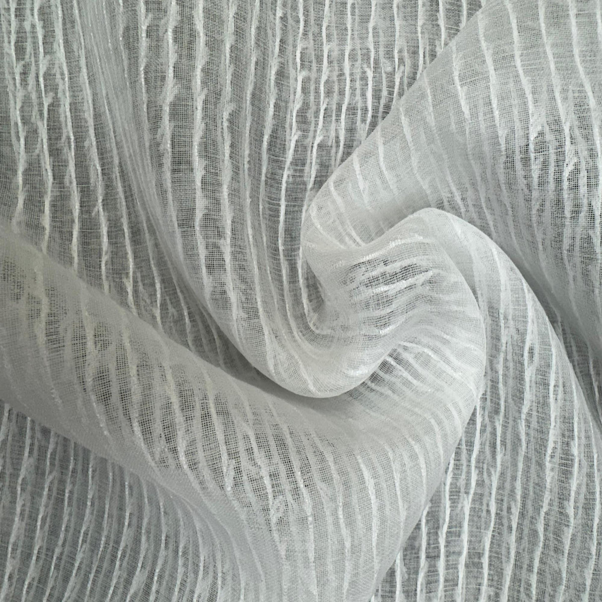 Adeena Fabric Polyester Fabric - Striped Sheer Textured, Ivory, 118" Width (1 Yard)