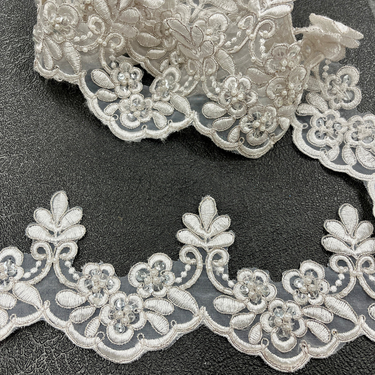Beaded Corded Lace Trim