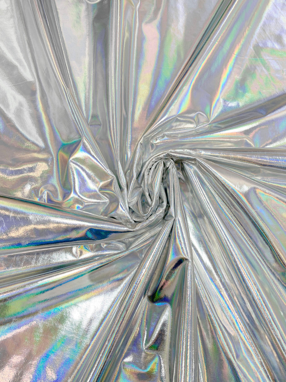 Holographic Metallic Foil Polyester Spandex Jersey Knit Fabric - Silver, Gold, Royal, Blue, Green, Charcoal Gray, Magenta, 58"-60" Width