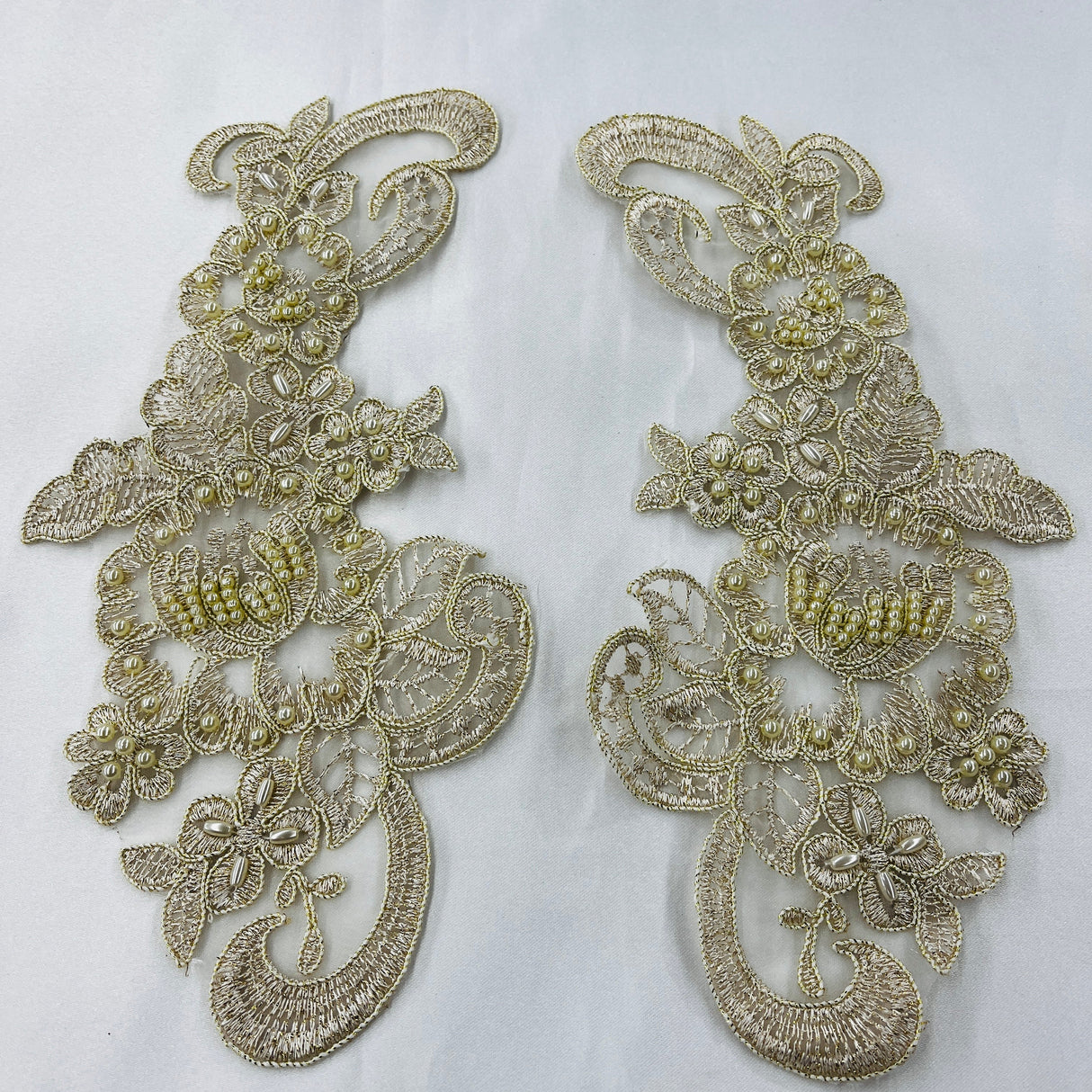 Beaded Corded Floral Lace Applique