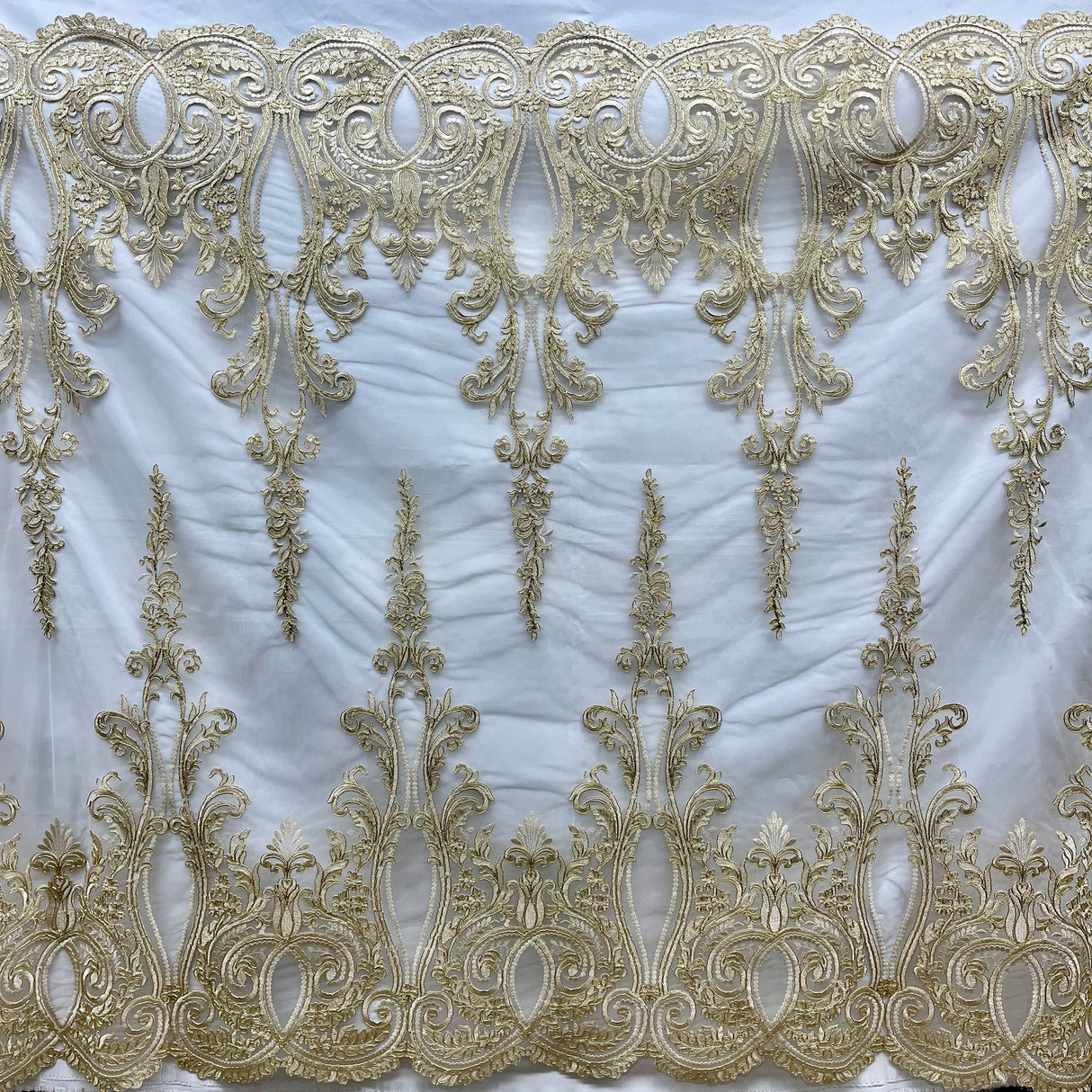 1 Yard Timeless White Corded Bridal Lace Fabric 54 inch Width