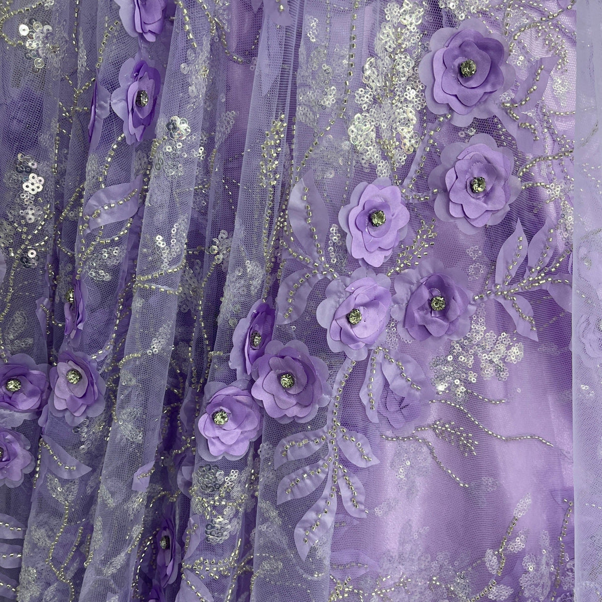 3D Floral Beaded Lace Mesh