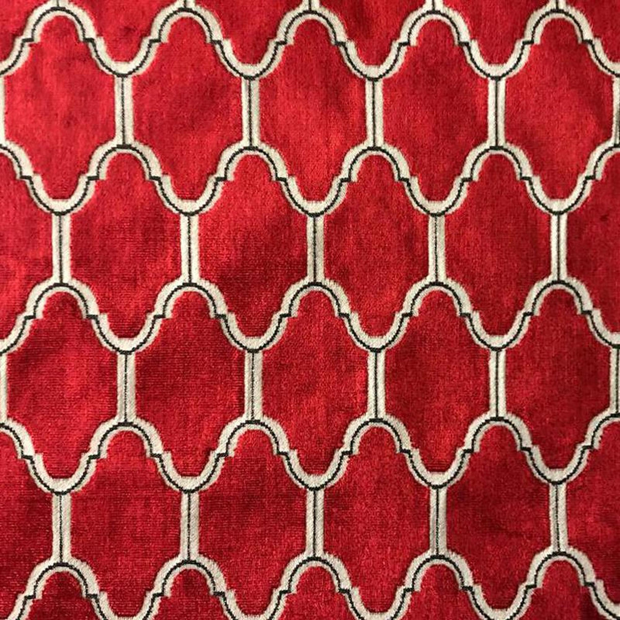 Alaya Geometric Cut Velvet Fabric - Moorish Design, 55" Width (1 Yard)