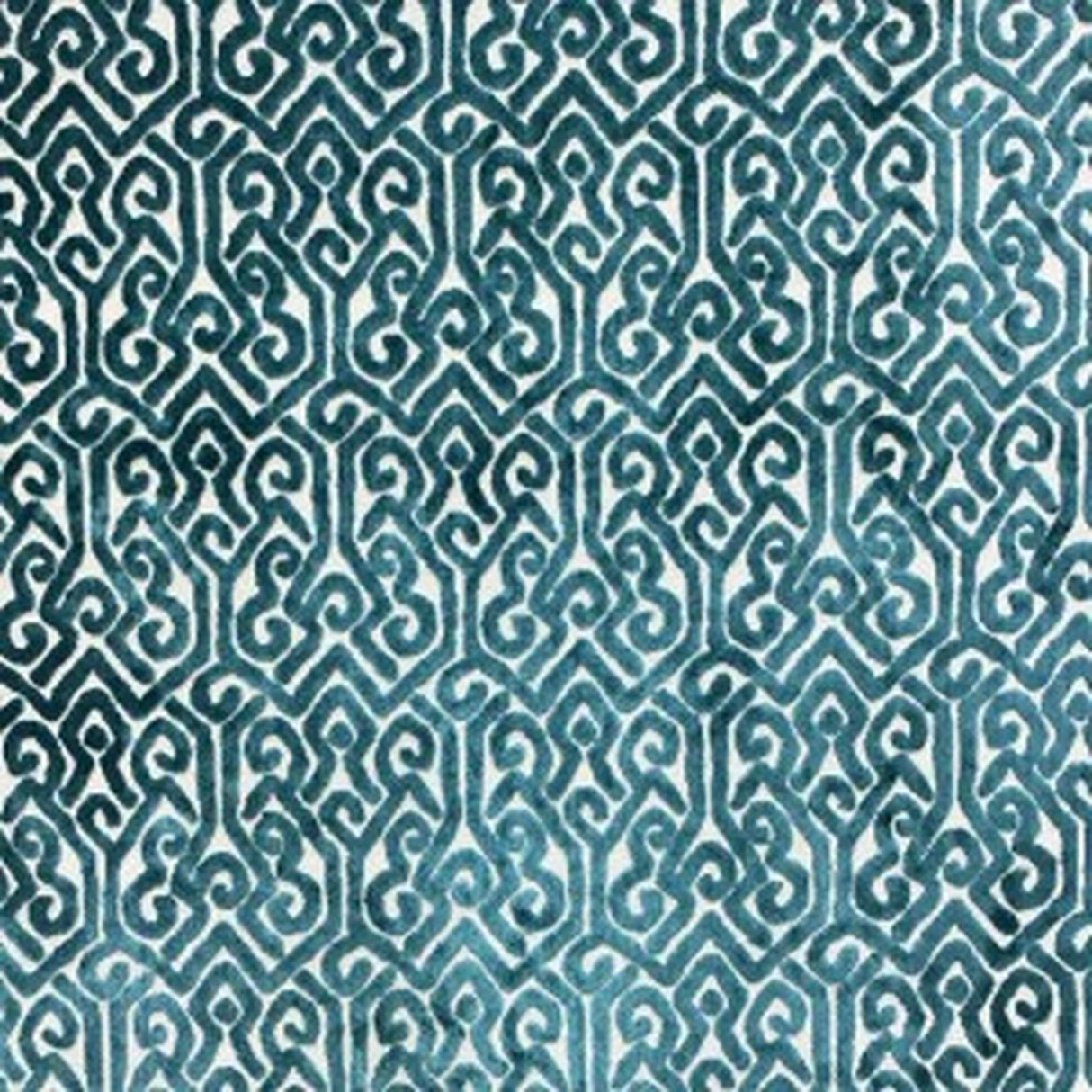 Alexandra Tribal Cut Velvet Fabric - White Tribal Pattern, 55" Width (1 Yard)