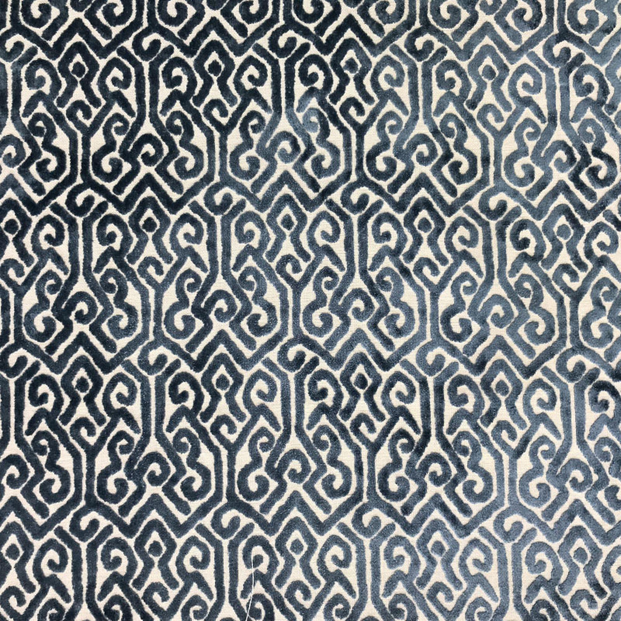 Alexandra Tribal Cut Velvet Fabric - White Tribal Pattern, 55" Width (1 Yard)