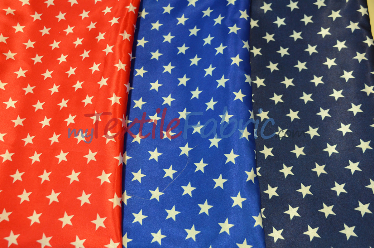 American Star Satin Polyester Fabric - American Flag Print, Red, Navy Blue, And Blue, 58/60" Width (1 Yard)