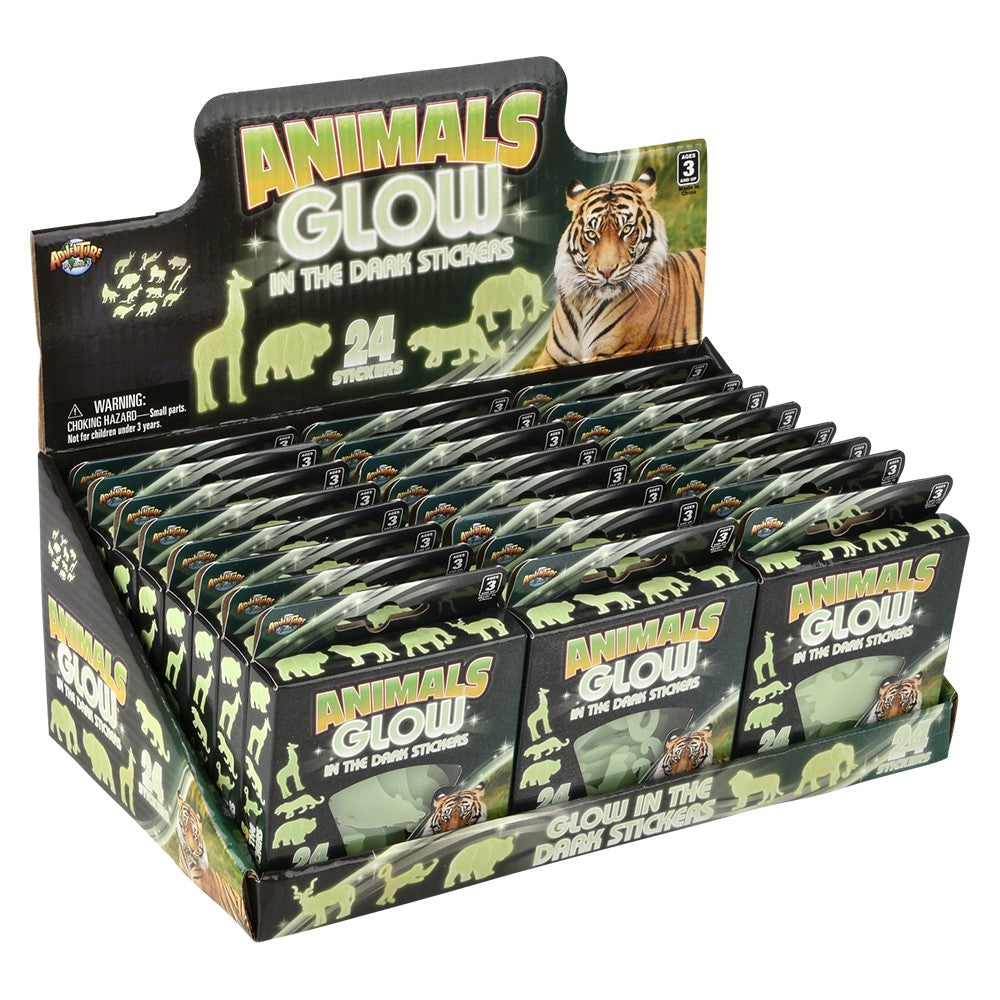 Glow In The Dark Animal Stickers (24 PC Display)