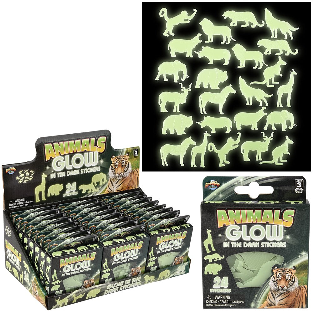 Glow In The Dark Animal Stickers (24 PC Display)