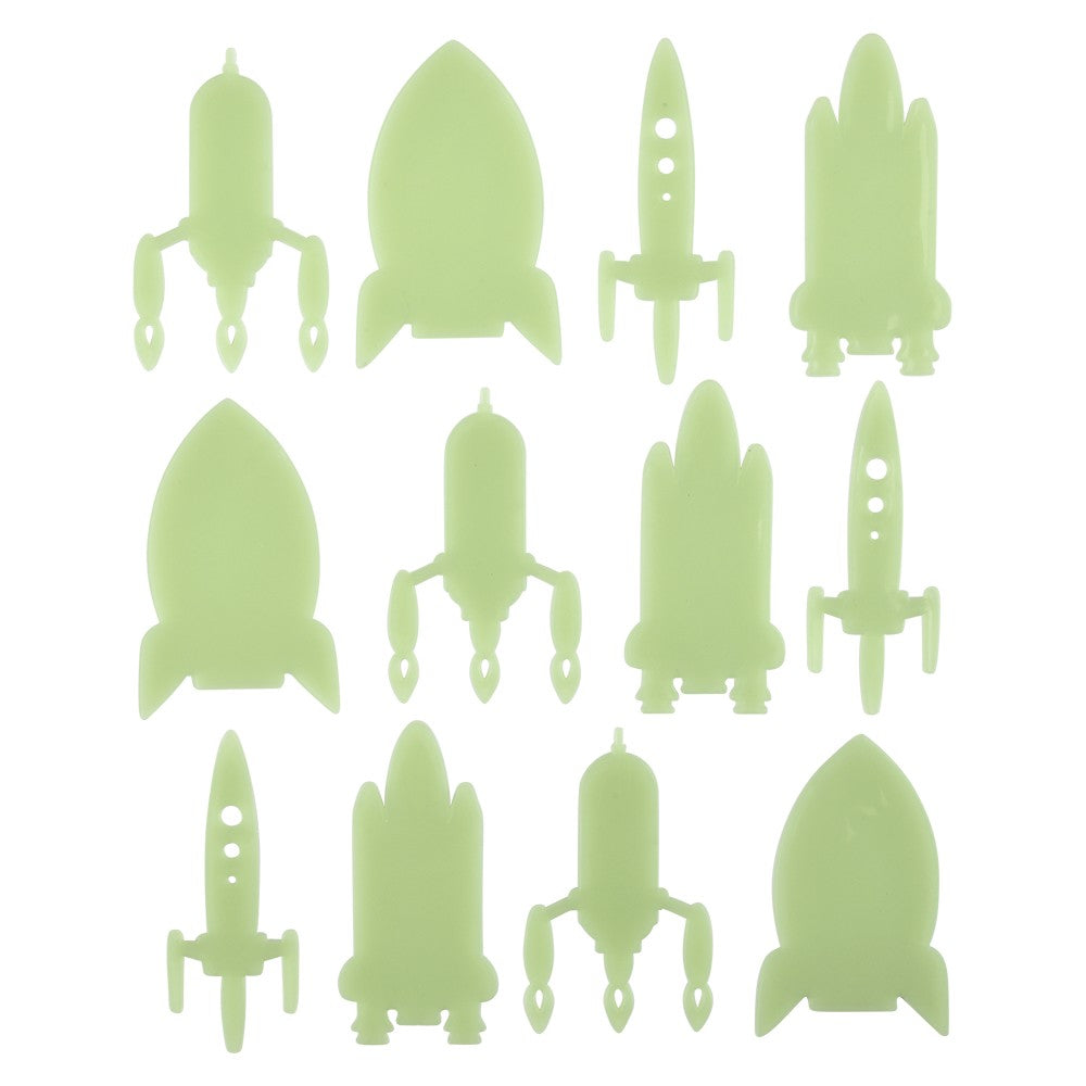 Glow In The Dark Space Rocket Stickers (24 PC Display)