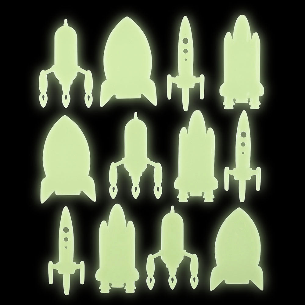 Glow In The Dark Space Rocket Stickers (24 PC Display)