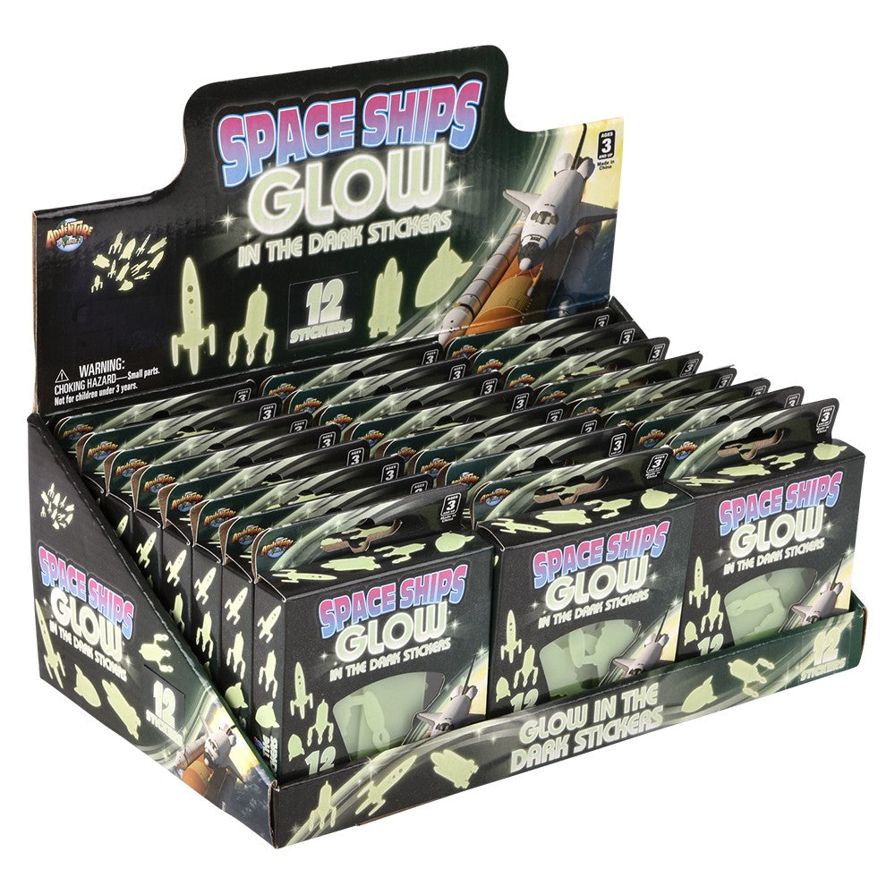 Glow In The Dark Space Rocket Stickers (24 PC Display)