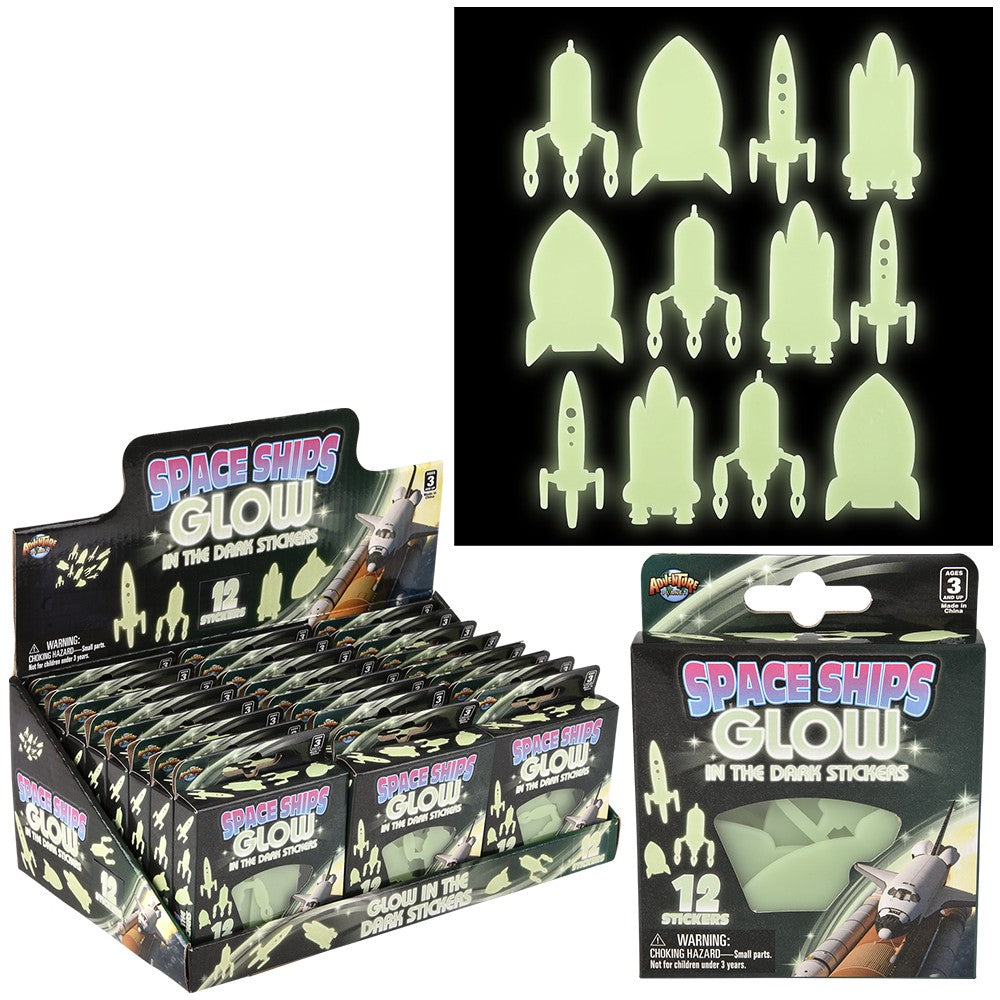 Glow In The Dark Space Rocket Stickers (24 PC Display)