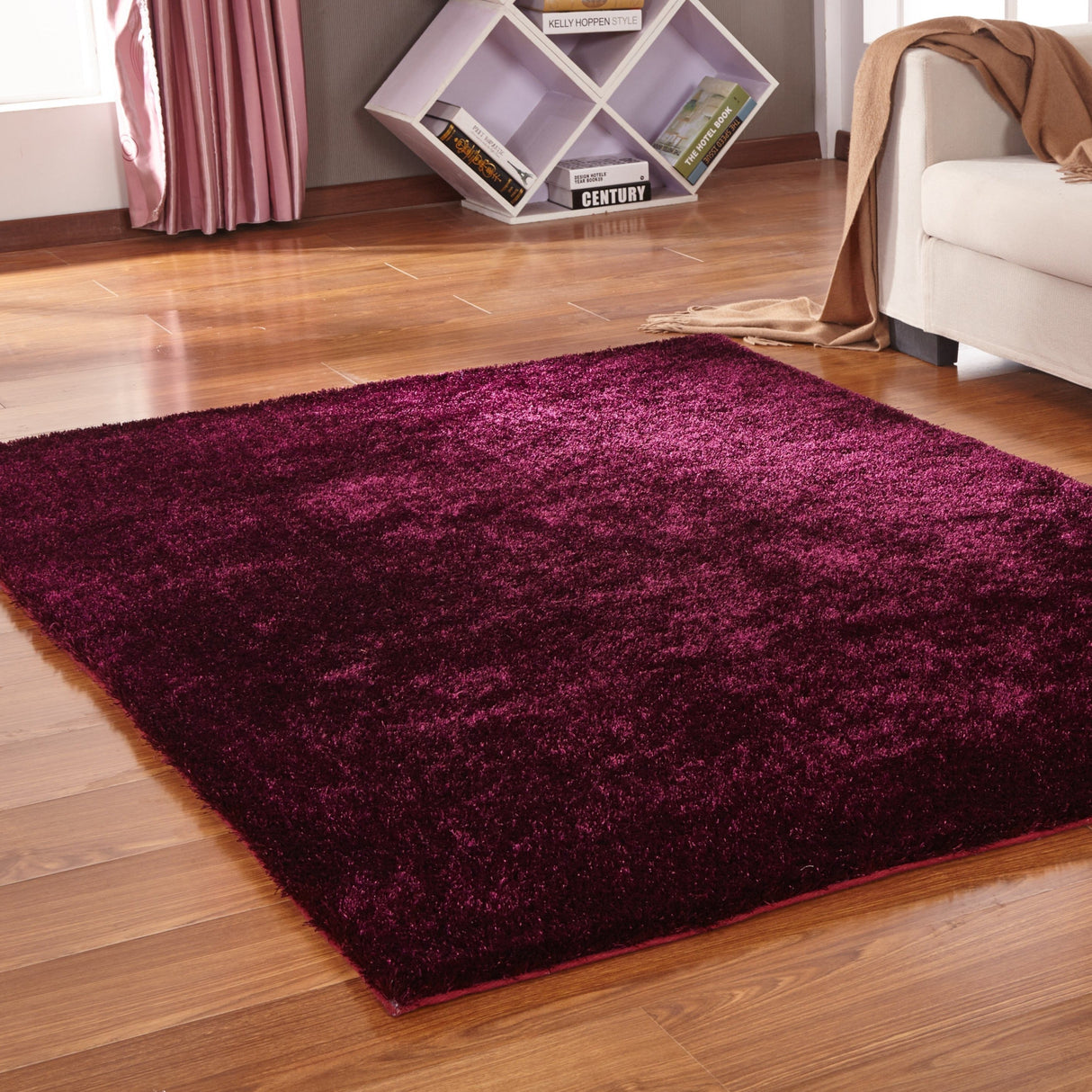 Amore Collection Polyester Area Rug Fabric - Shag, Shimmery, Vibrant Colors, 5' X 7' (1 Piece)
